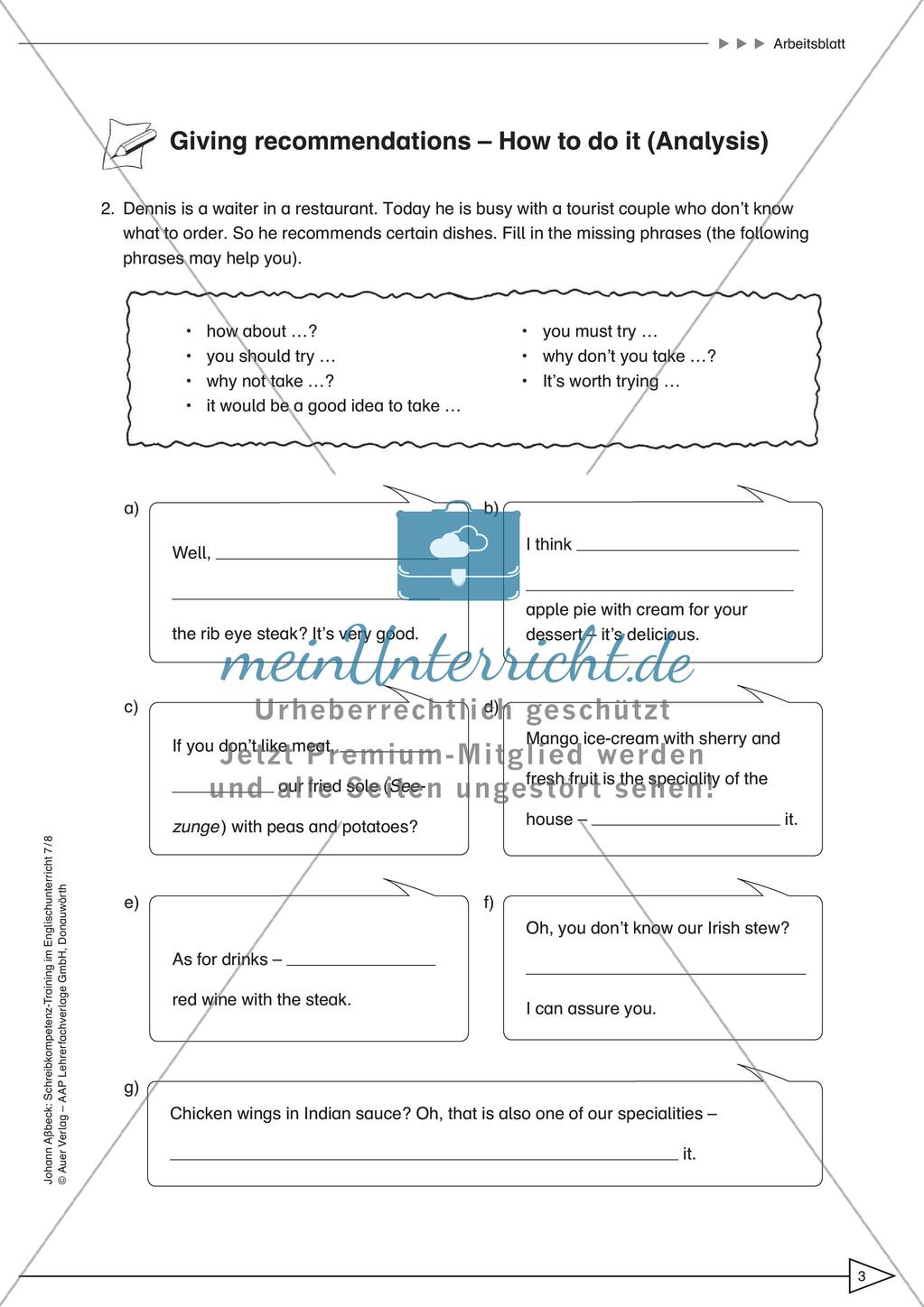 Schreibkompetenz-Training: Writing recommendations Preview 5