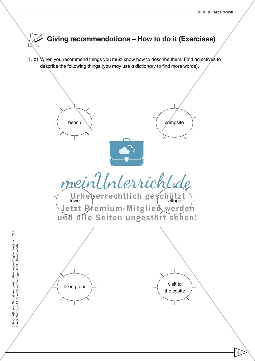 Schreibkompetenz-Training: Writing recommendations Preview 6