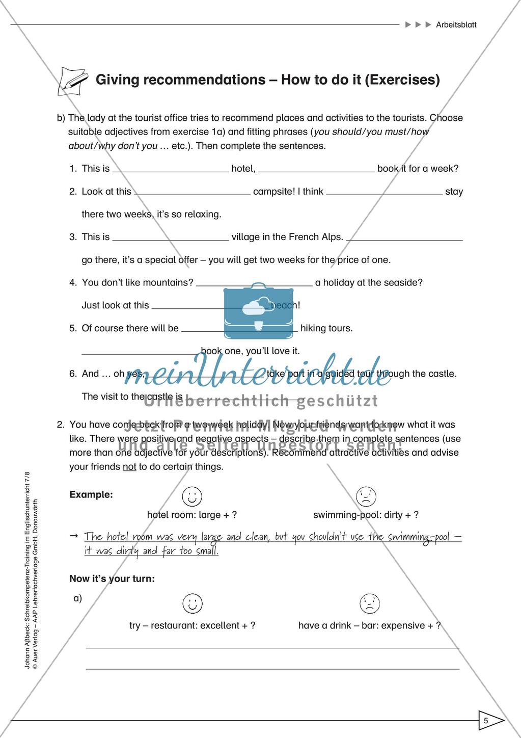 Schreibkompetenz-Training: Writing recommendations Preview 7