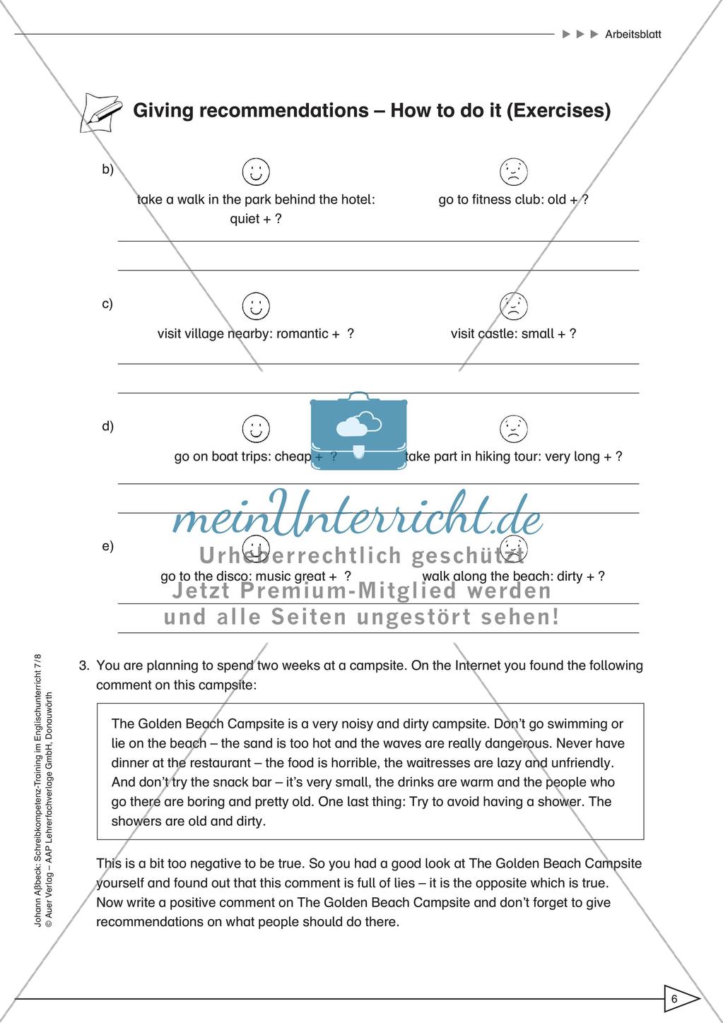 Schreibkompetenz-Training: Writing recommendations Preview 8