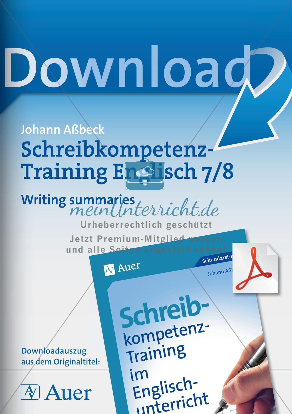 Schreibkompetenz-Training: Writing summaries Preview 1