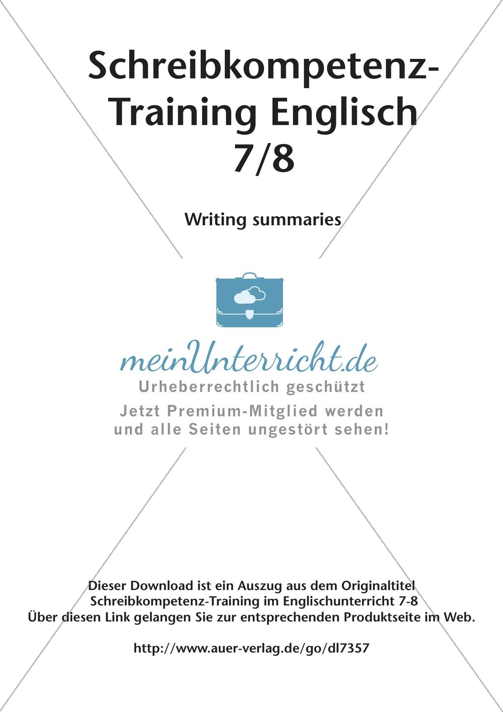 Schreibkompetenz-Training: Writing summaries Preview 2