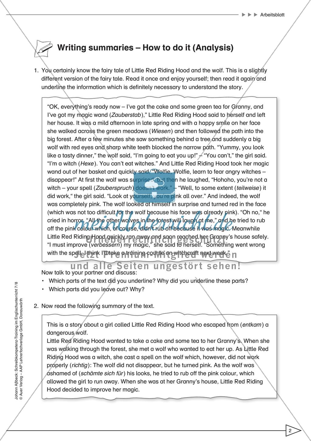 Schreibkompetenz-Training: Writing summaries Preview 4