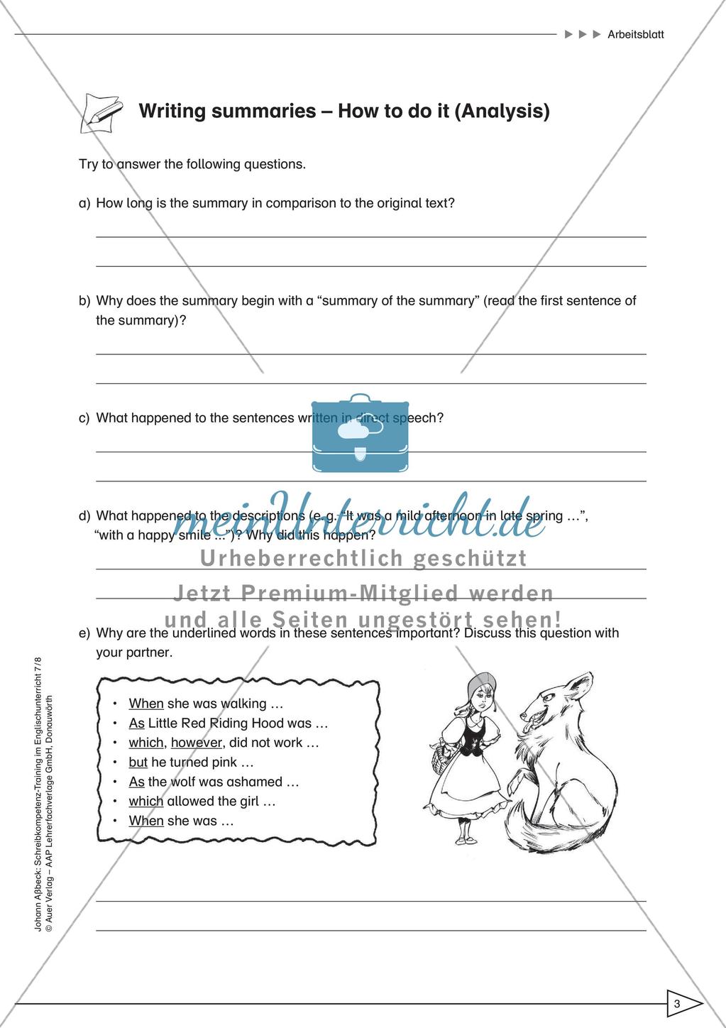 Schreibkompetenz-Training: Writing summaries Preview 5