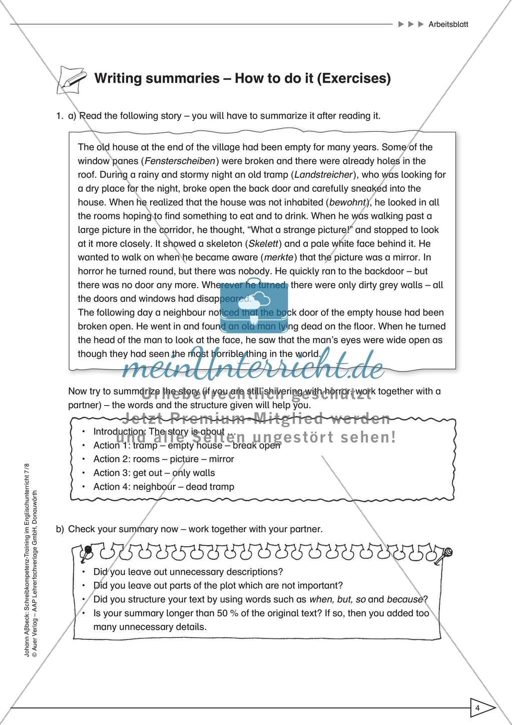 Schreibkompetenz-Training: Writing summaries Preview 6