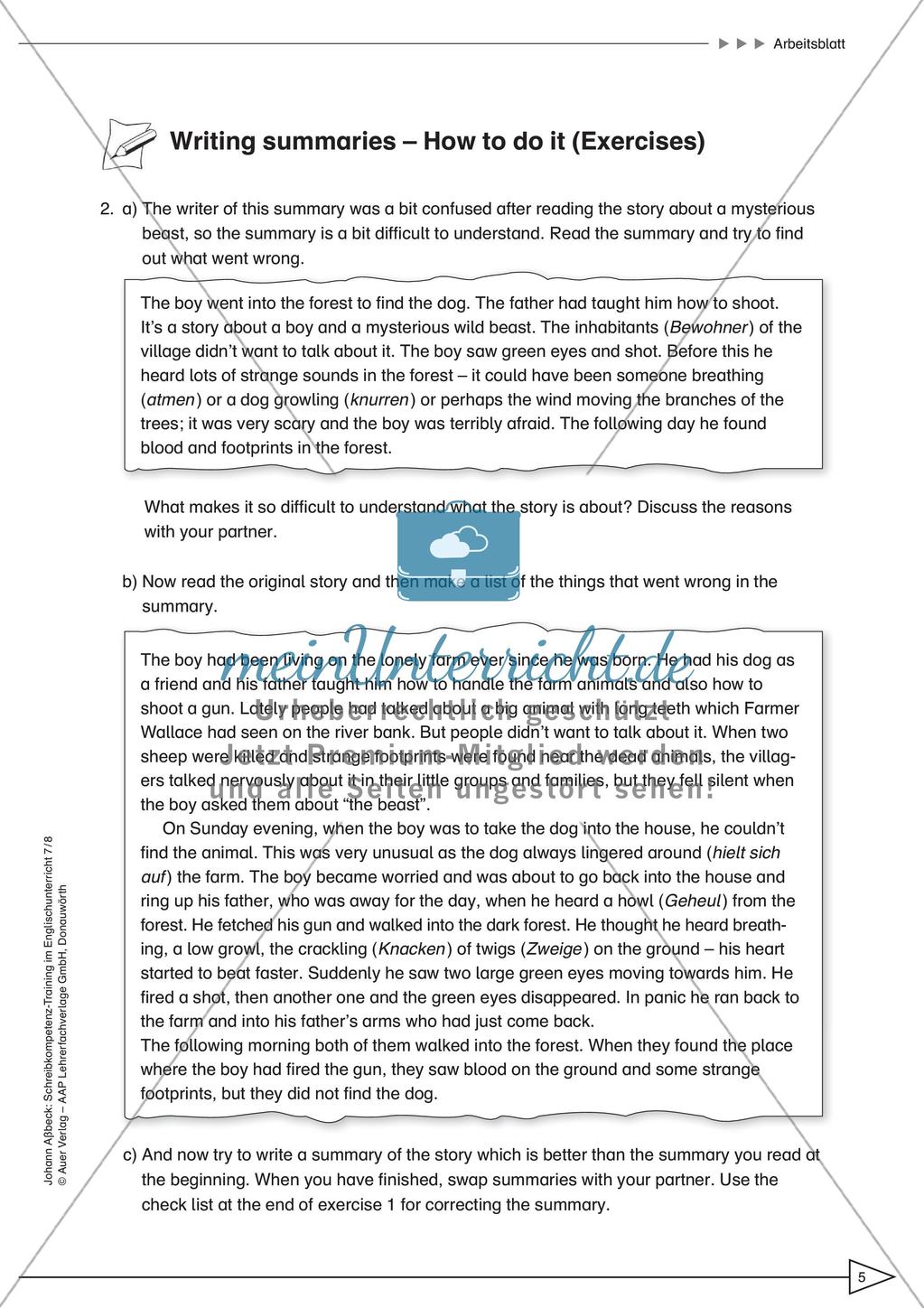 Schreibkompetenz-Training: Writing summaries Preview 7