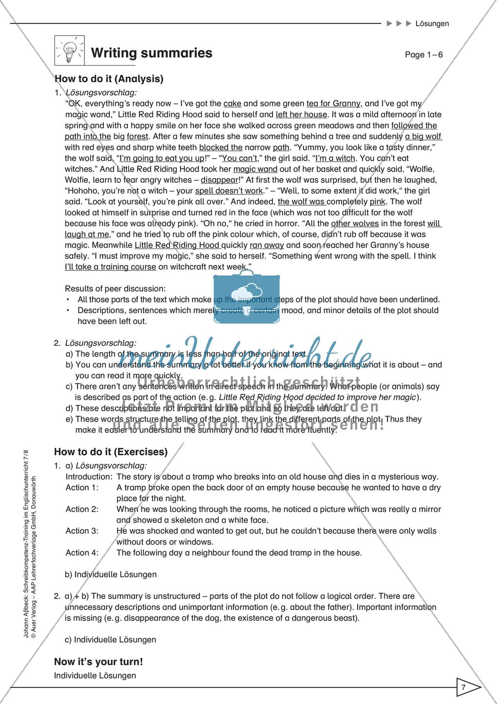 Schreibkompetenz-Training: Writing summaries Preview 9