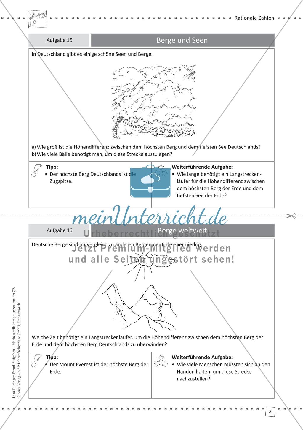 Fermi-Aufgaben - Rationale Zahlen Preview 10