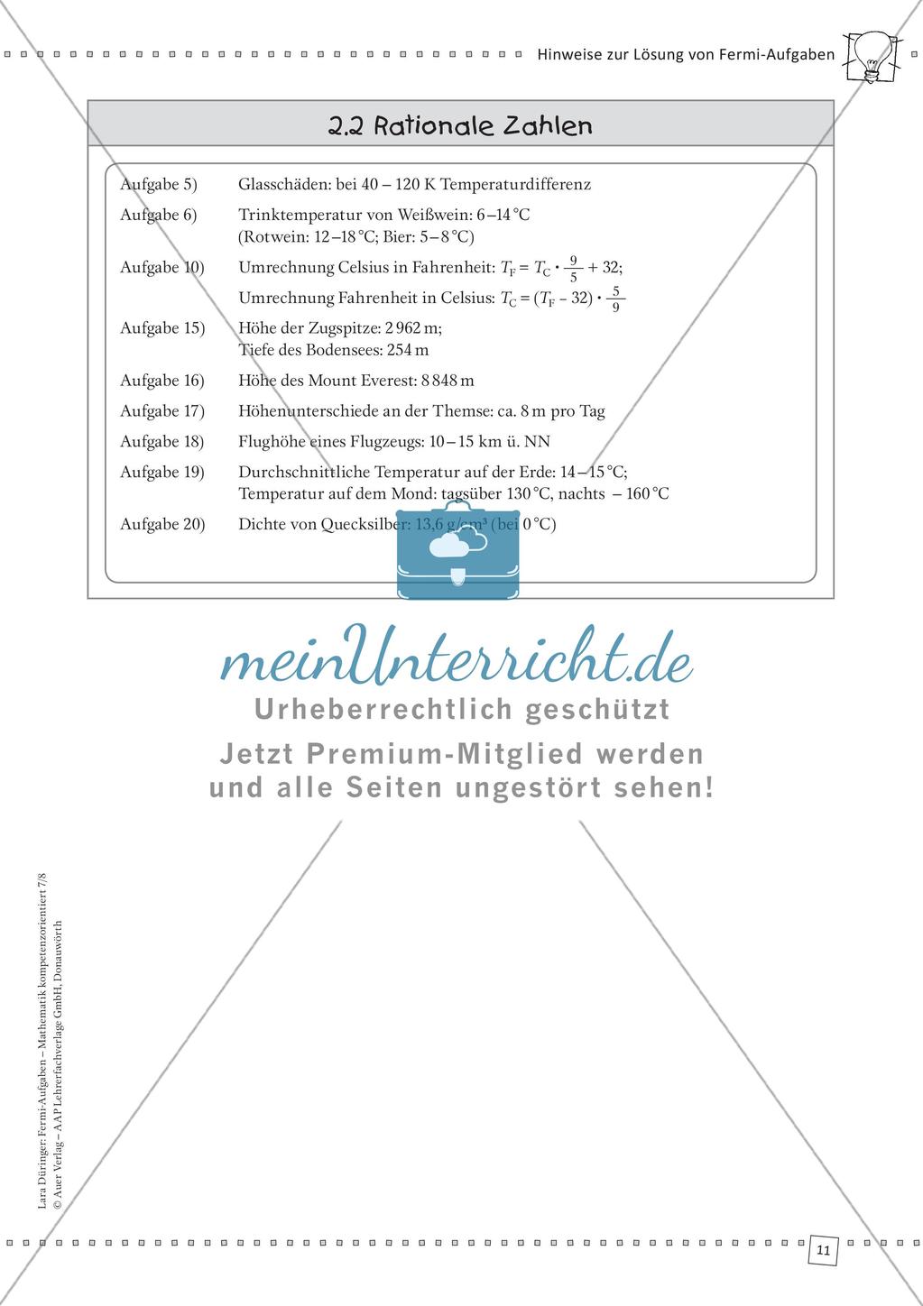 Fermi-Aufgaben - Rationale Zahlen Preview 13