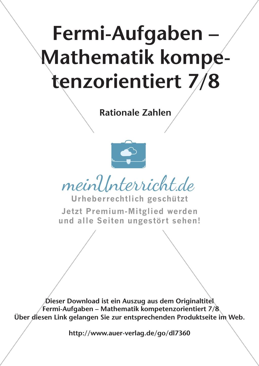 Fermi-Aufgaben - Rationale Zahlen Preview 2