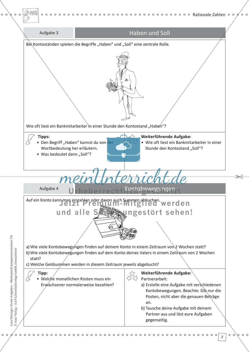 Fermi-Aufgaben - Rationale Zahlen Preview 4