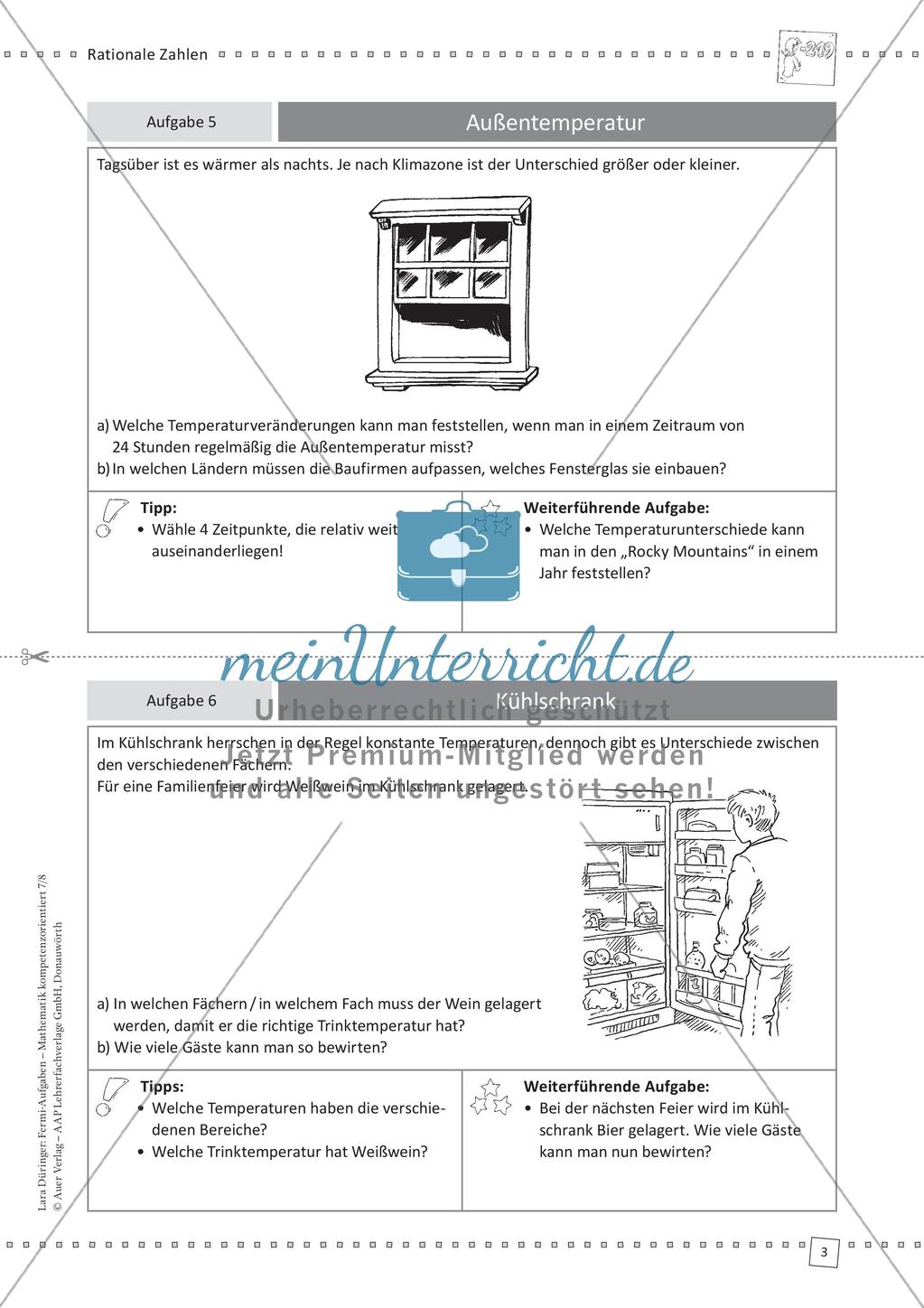 Fermi-Aufgaben - Rationale Zahlen Preview 5