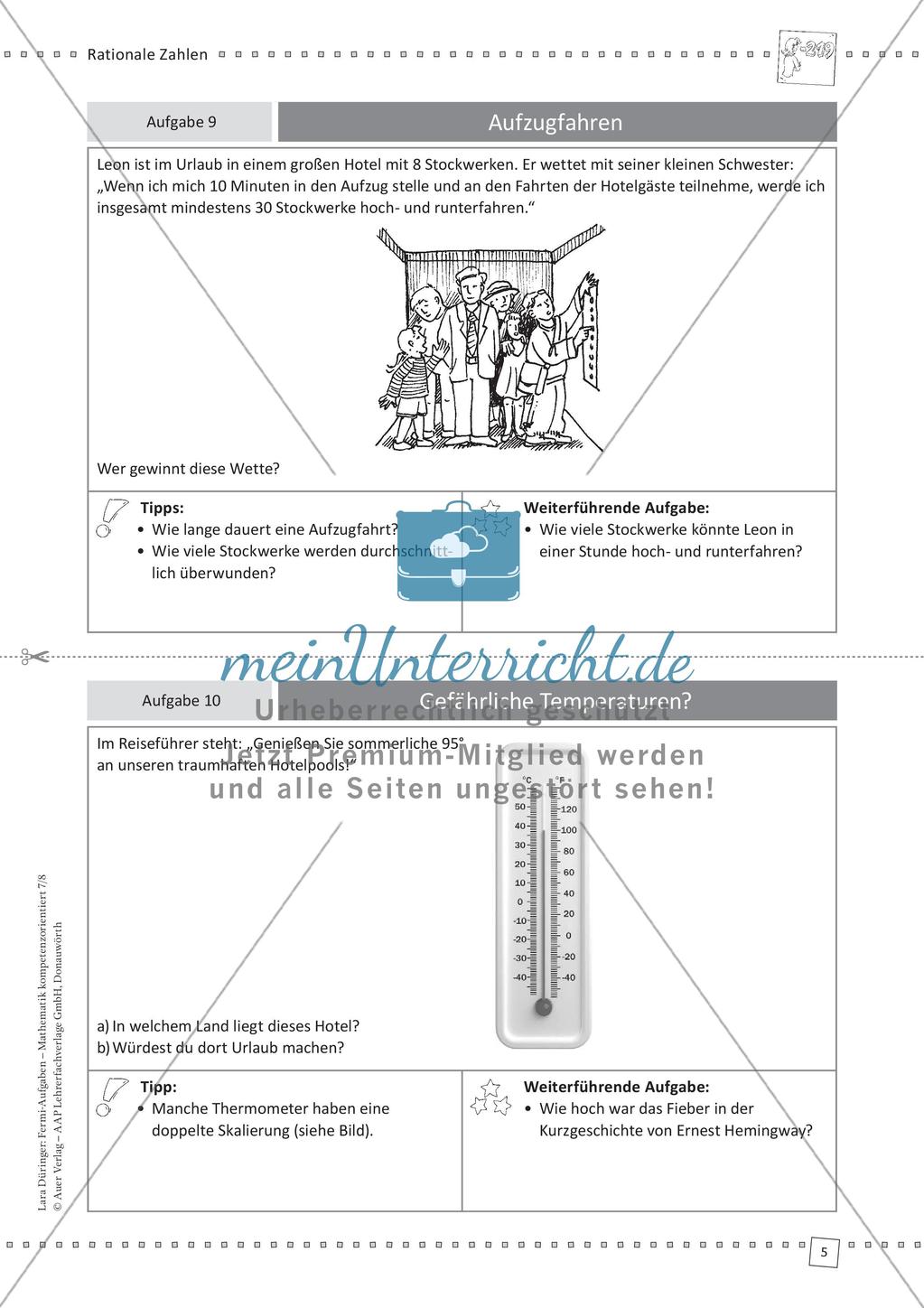Fermi-Aufgaben - Rationale Zahlen Preview 7