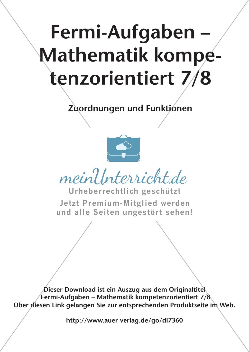 Fermi-Aufgaben - Zuordnungen und Funktionen Preview 2