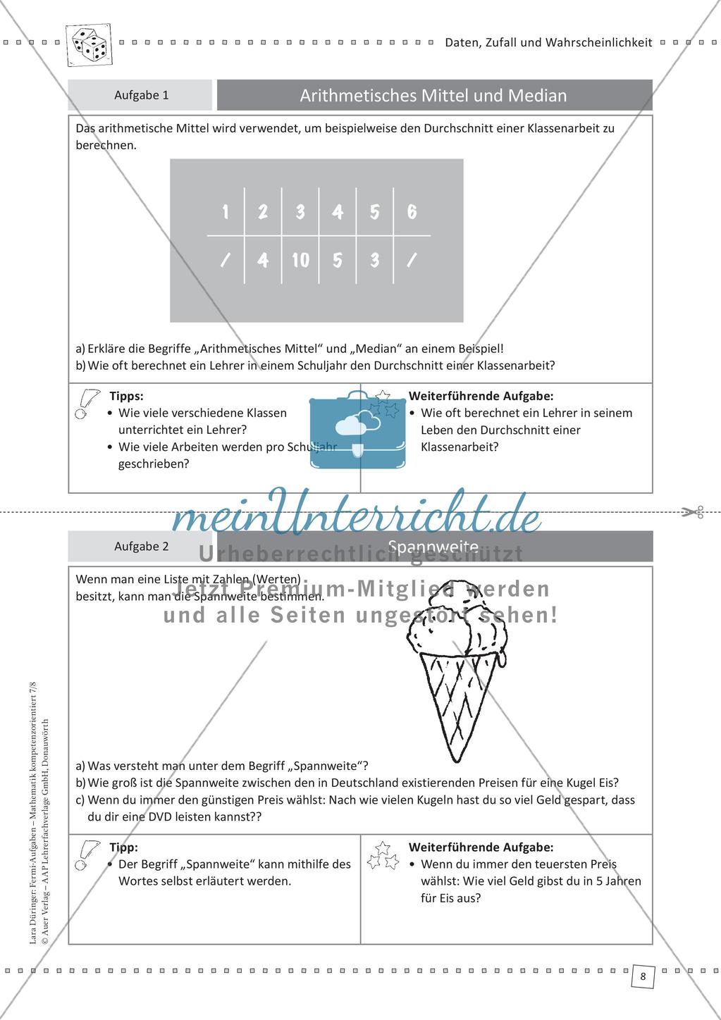 Fermi-Aufgaben - Daten, Zufall und Wahrscheinlichkeit Preview 10