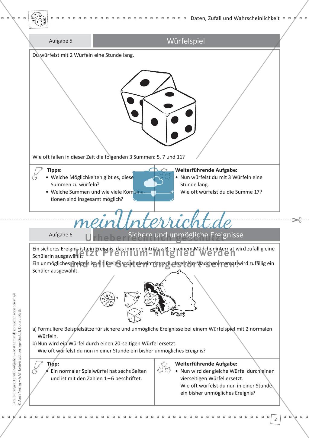 Fermi-Aufgaben - Daten, Zufall und Wahrscheinlichkeit Preview 4