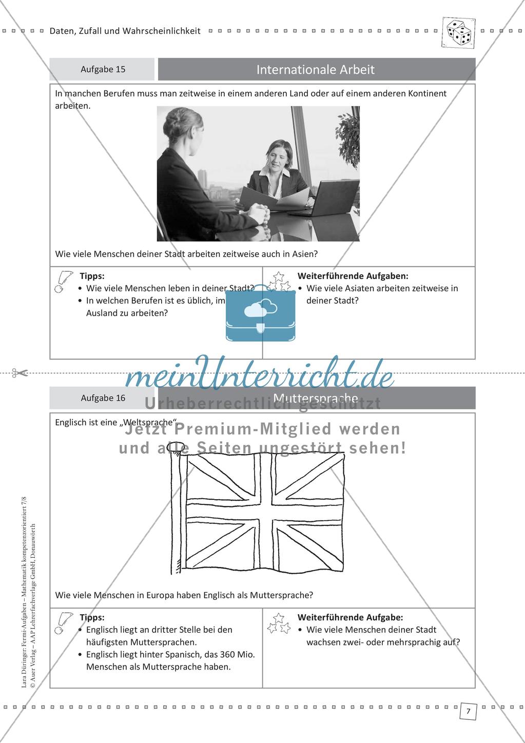 Fermi-Aufgaben - Daten, Zufall und Wahrscheinlichkeit Preview 9
