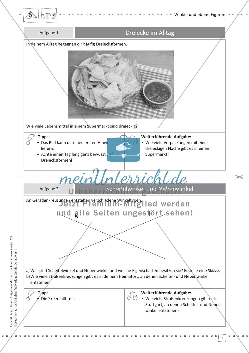 Fermi-Aufgaben - Winkel und ebene Figuren Preview 3