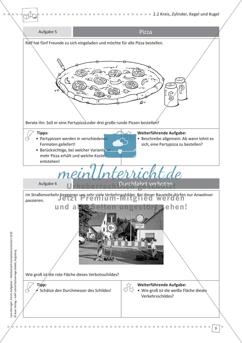 Fermi-Aufgaben - Kreis, Zylinder, Kegel und Kugel Preview 11