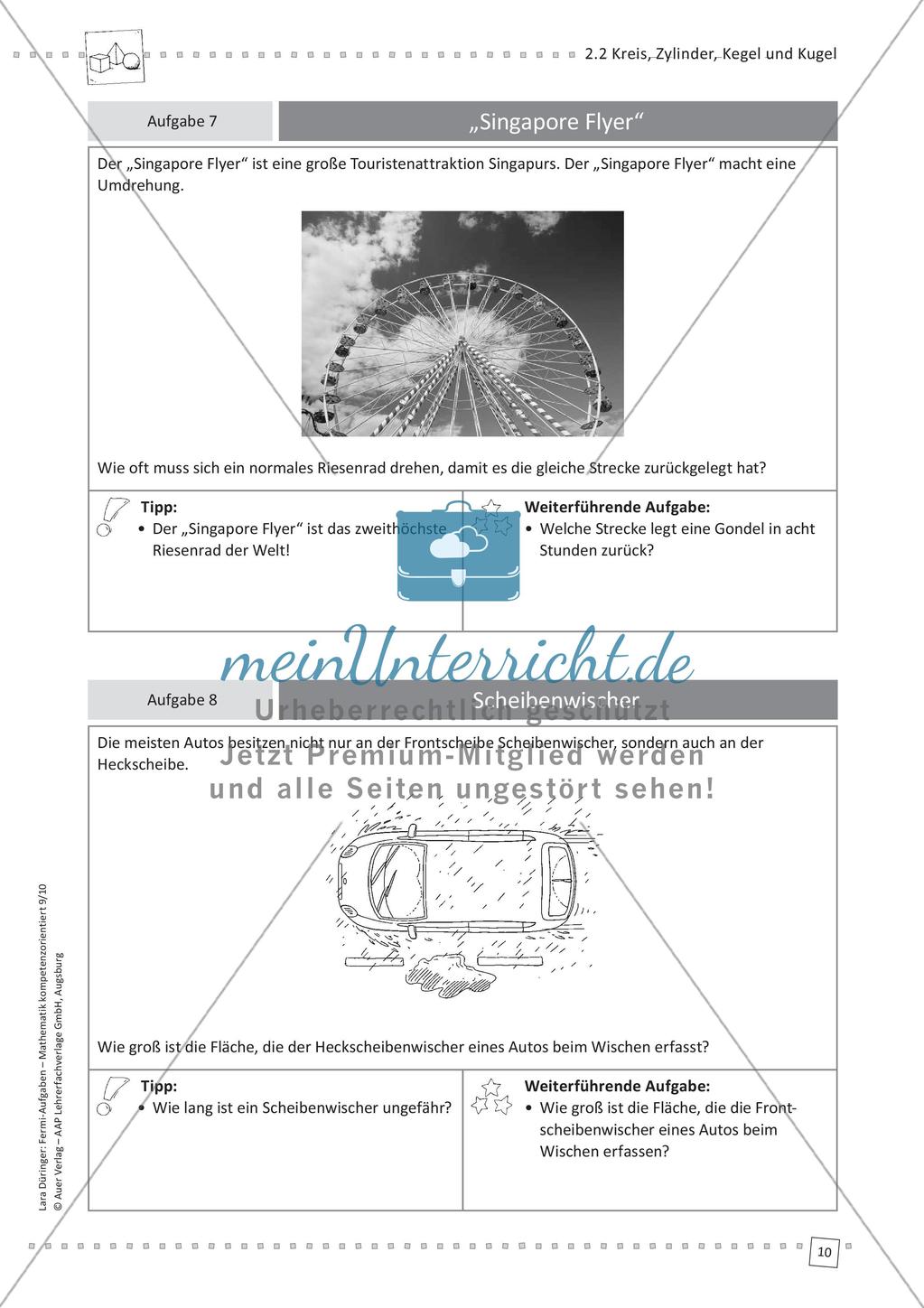 Fermi-Aufgaben - Kreis, Zylinder, Kegel und Kugel Preview 12
