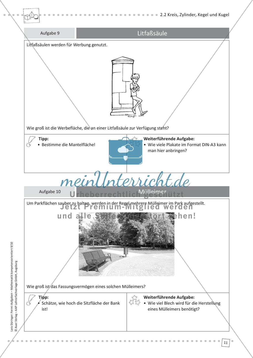 Fermi-Aufgaben - Kreis, Zylinder, Kegel und Kugel Preview 13