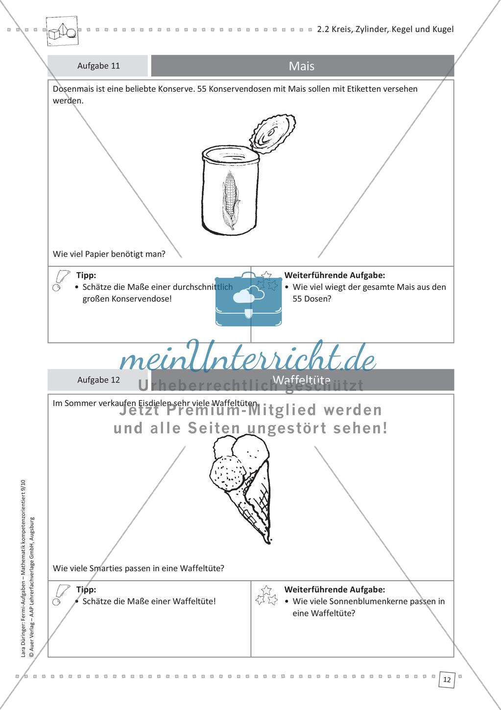Fermi-Aufgaben - Kreis, Zylinder, Kegel und Kugel Preview 14