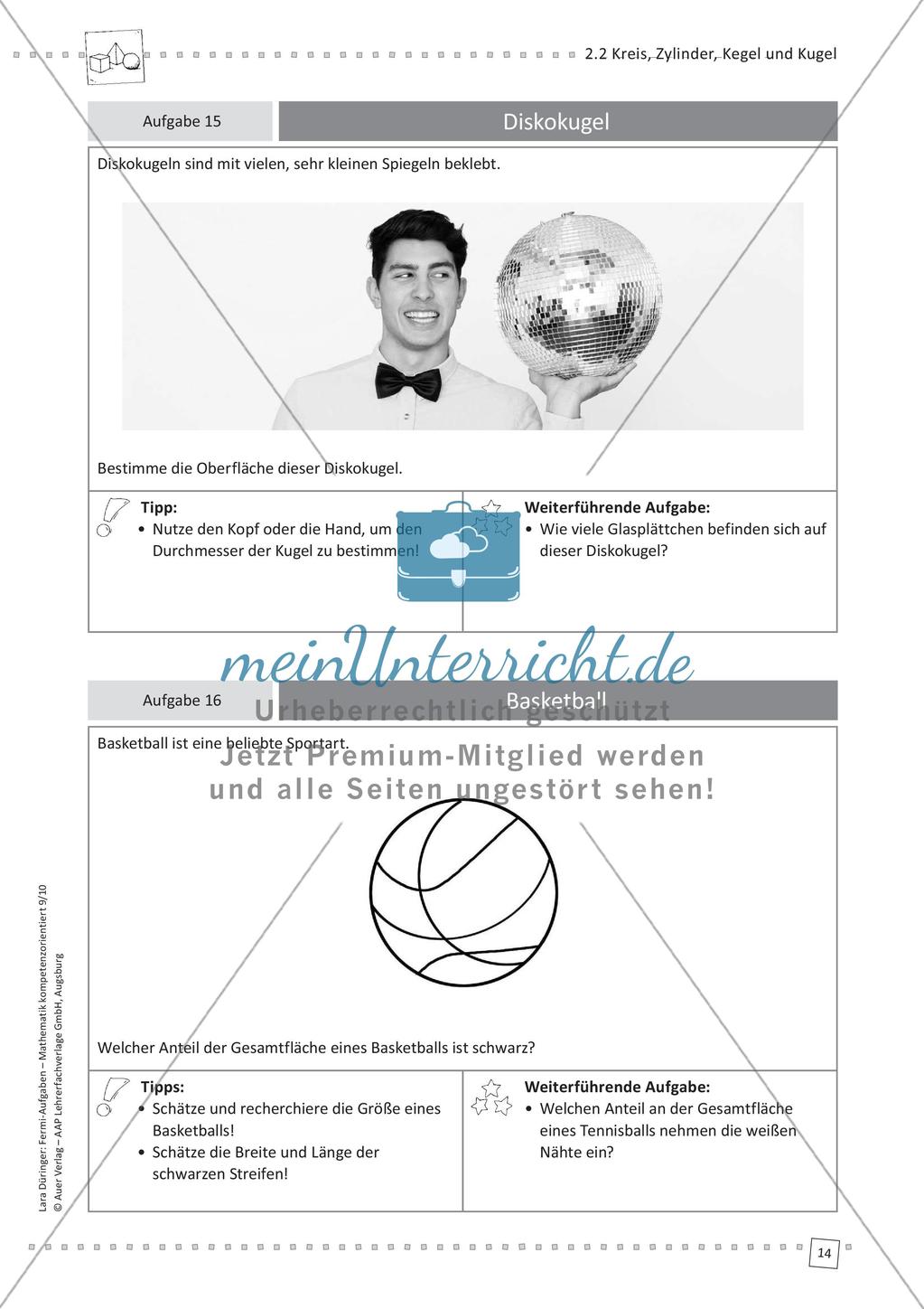 Fermi-Aufgaben - Kreis, Zylinder, Kegel und Kugel Preview 16