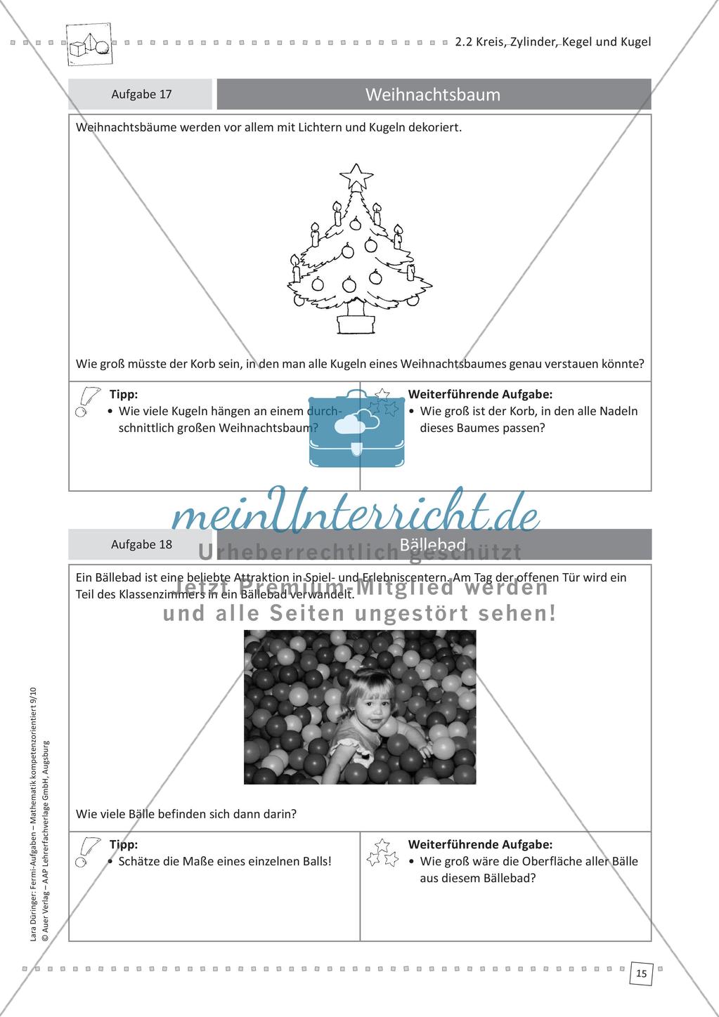 Fermi-Aufgaben - Kreis, Zylinder, Kegel und Kugel Preview 17