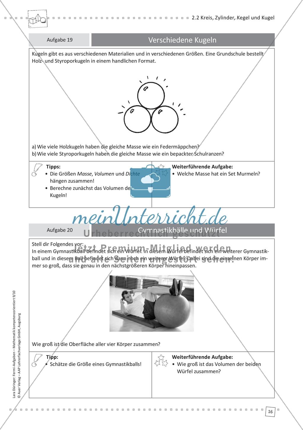 Fermi-Aufgaben - Kreis, Zylinder, Kegel und Kugel Preview 18