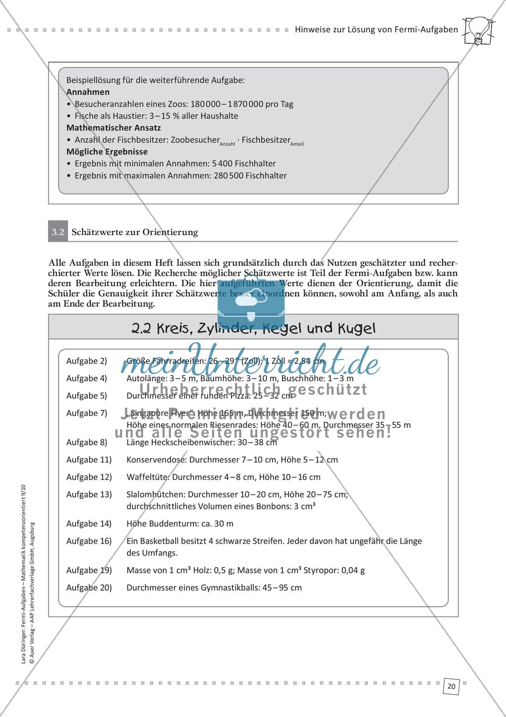 Fermi-Aufgaben - Kreis, Zylinder, Kegel und Kugel Preview 22