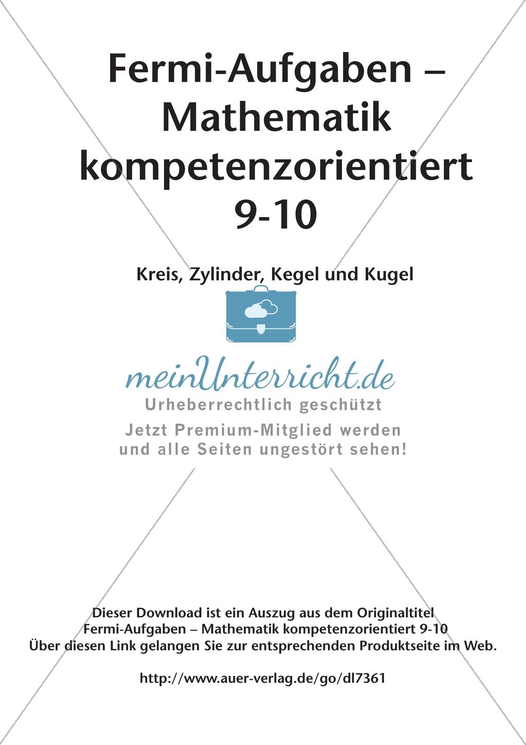 Fermi-Aufgaben - Kreis, Zylinder, Kegel und Kugel Preview 2