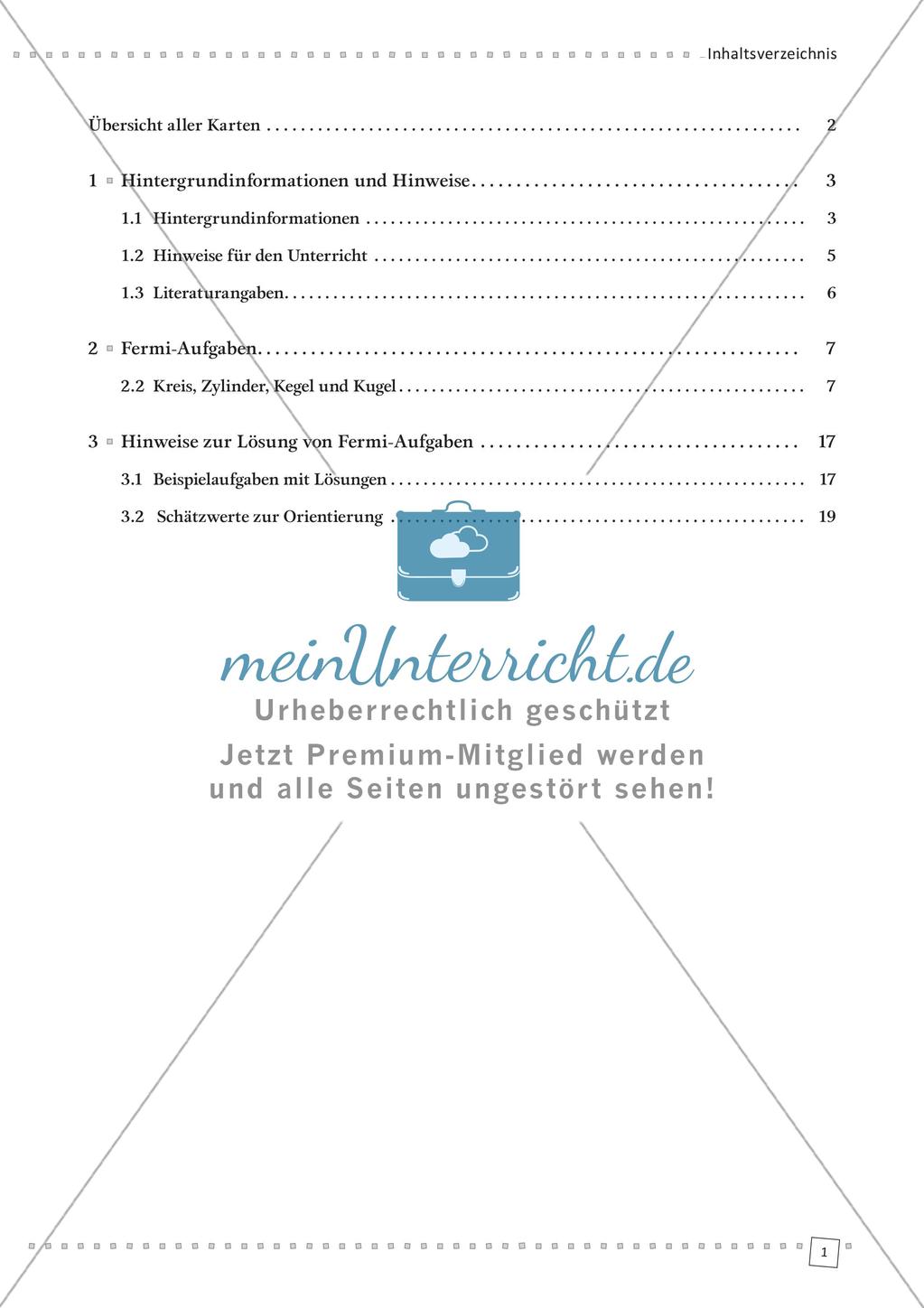 Fermi-Aufgaben - Kreis, Zylinder, Kegel und Kugel Preview 3
