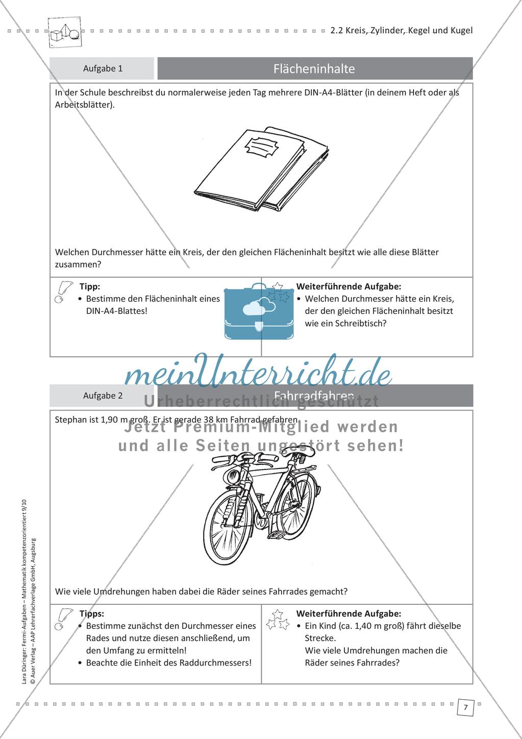 Fermi-Aufgaben - Kreis, Zylinder, Kegel und Kugel Preview 9