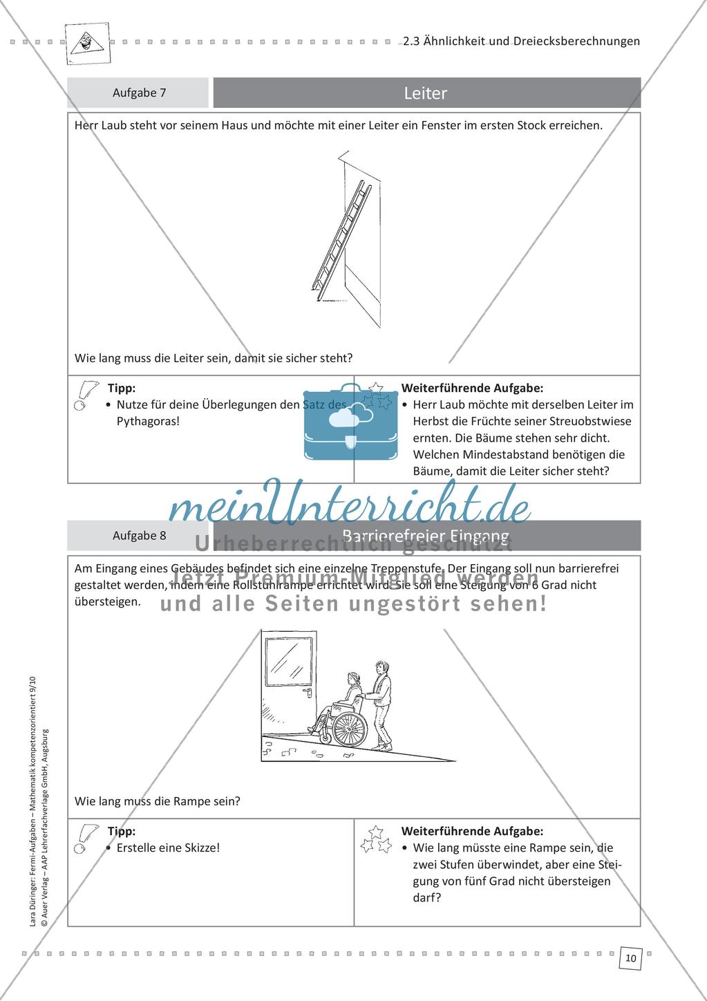 Fermi-Aufgaben - Ähnlichkeiten und Dreiecksberechnungen Preview 12