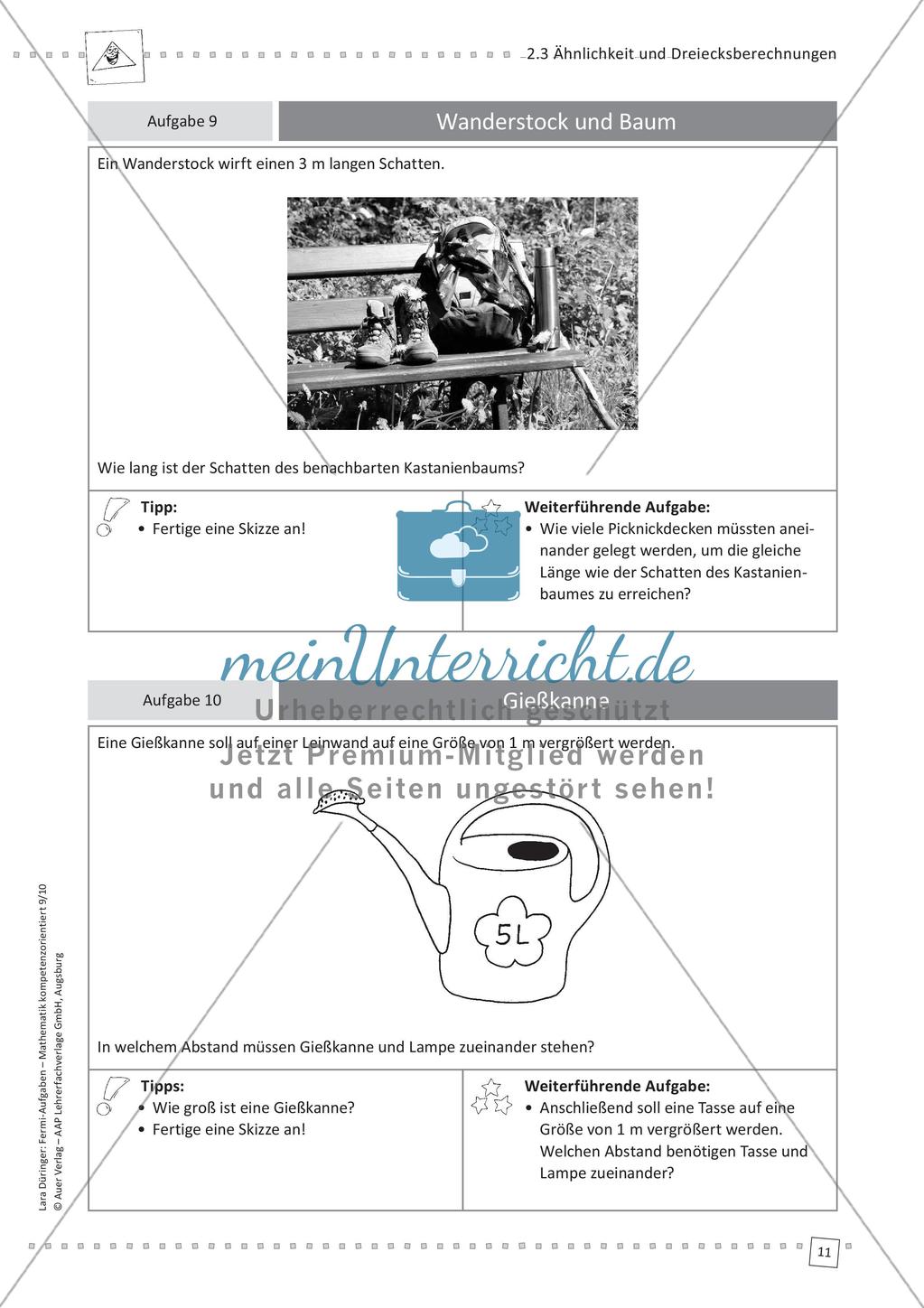 Fermi-Aufgaben - Ähnlichkeiten und Dreiecksberechnungen Preview 13