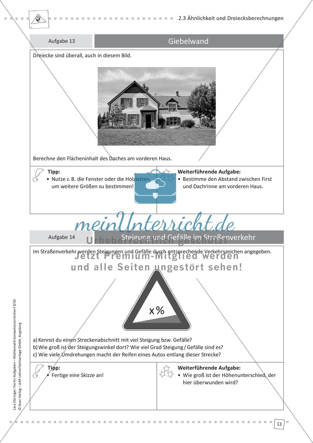 Fermi-Aufgaben - Ähnlichkeiten und Dreiecksberechnungen Preview 15