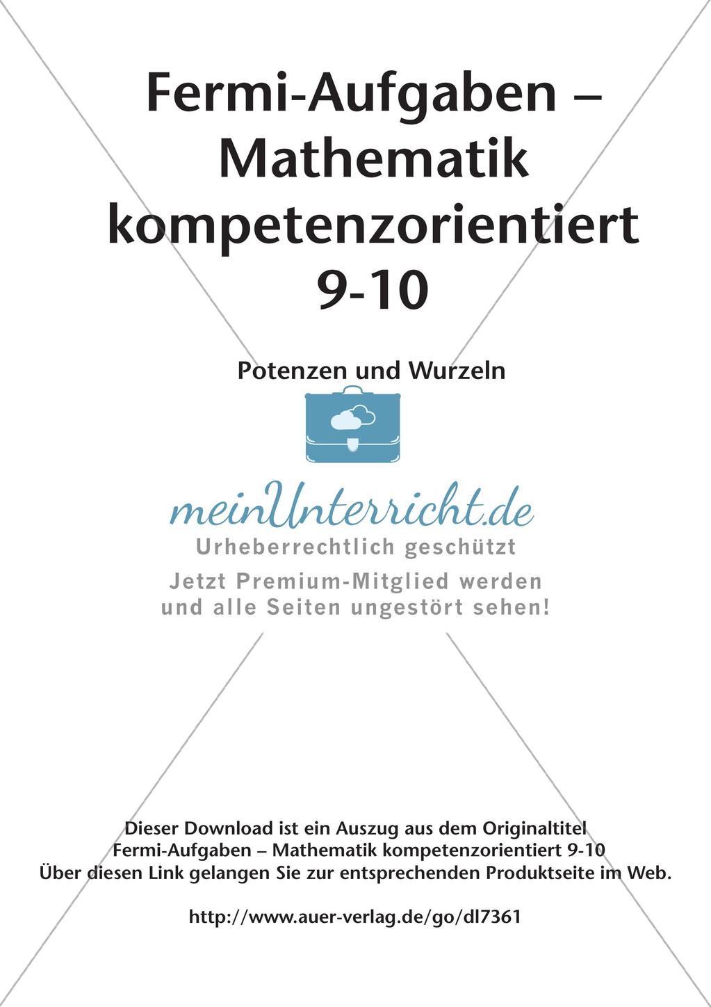Fermi-Aufgaben - Potenzen und Wurzeln Preview 2