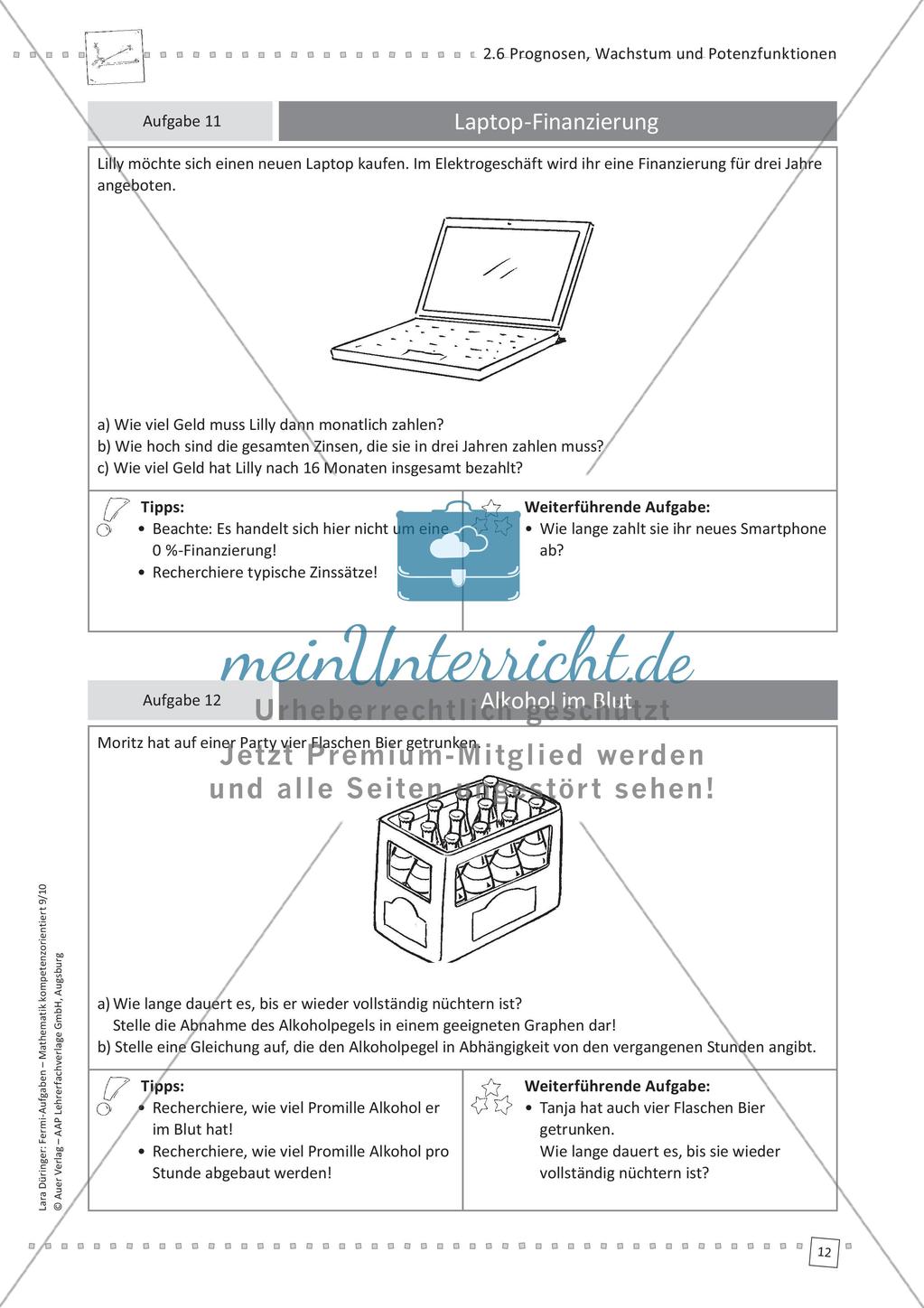 Fermi-Aufgaben - Prognosen, Wachstum und Potenzfunktionen Preview 14