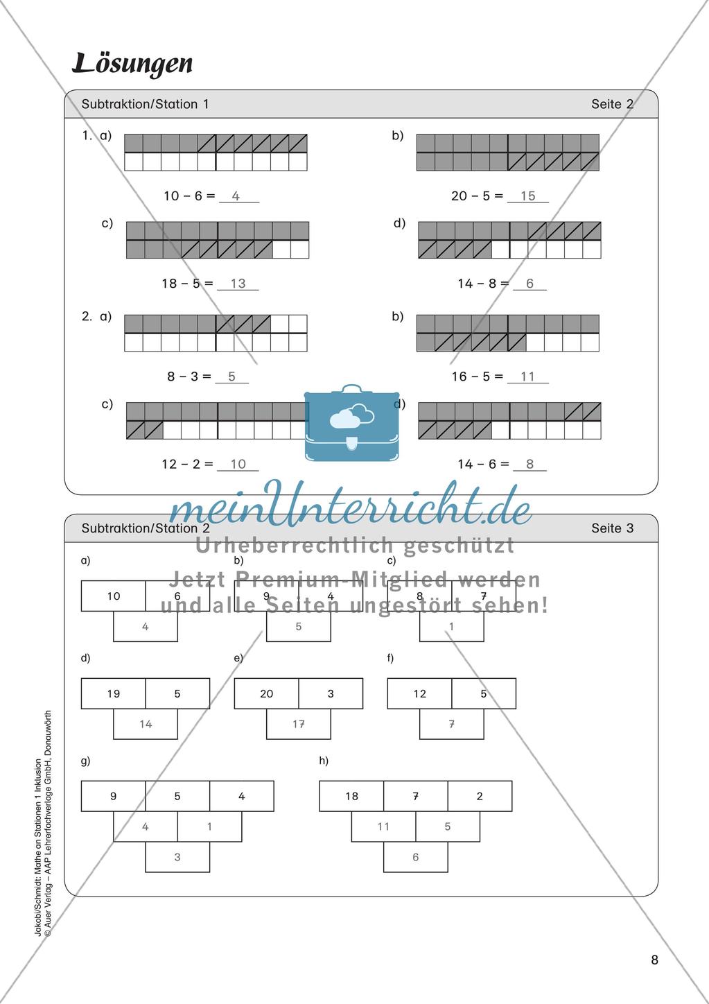 Mathe an Stationen - Inklusion: Subtraktion Preview 10