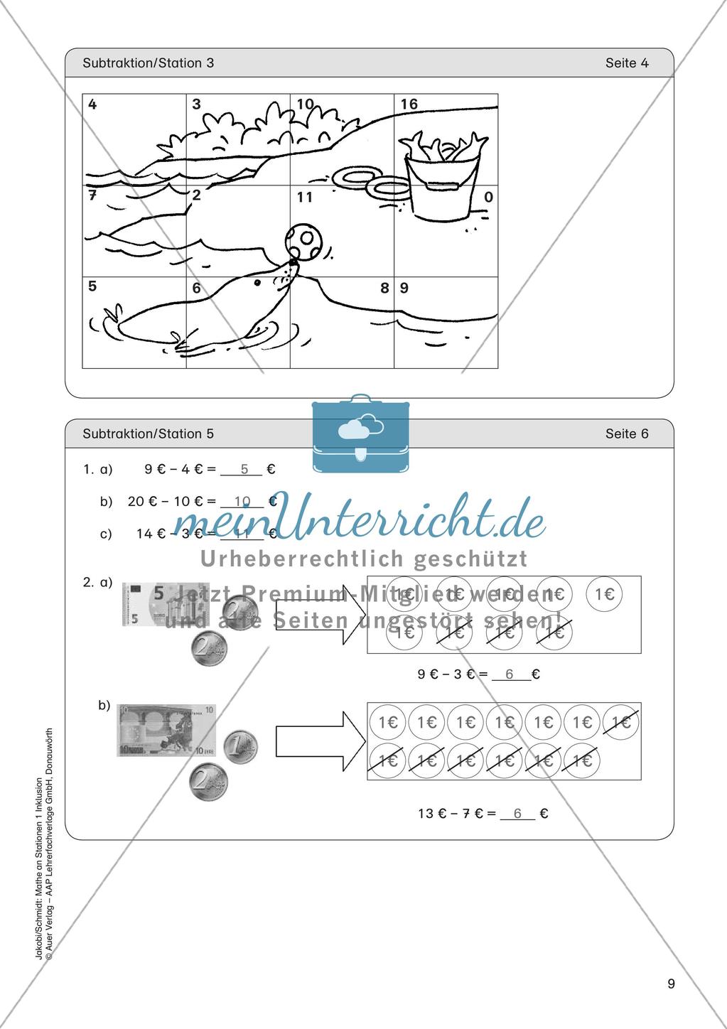 Mathe an Stationen - Inklusion: Subtraktion Preview 11