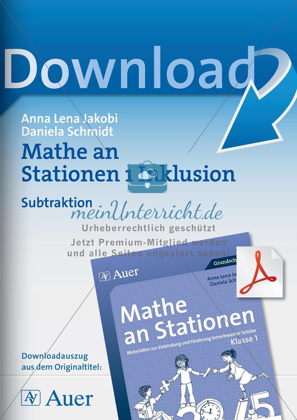 Mathe an Stationen - Inklusion: Subtraktion Preview 1