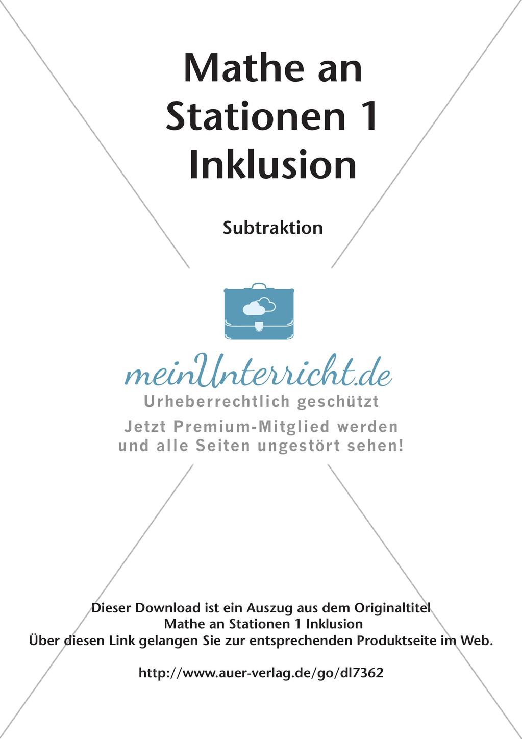 Mathe an Stationen - Inklusion: Subtraktion Preview 2
