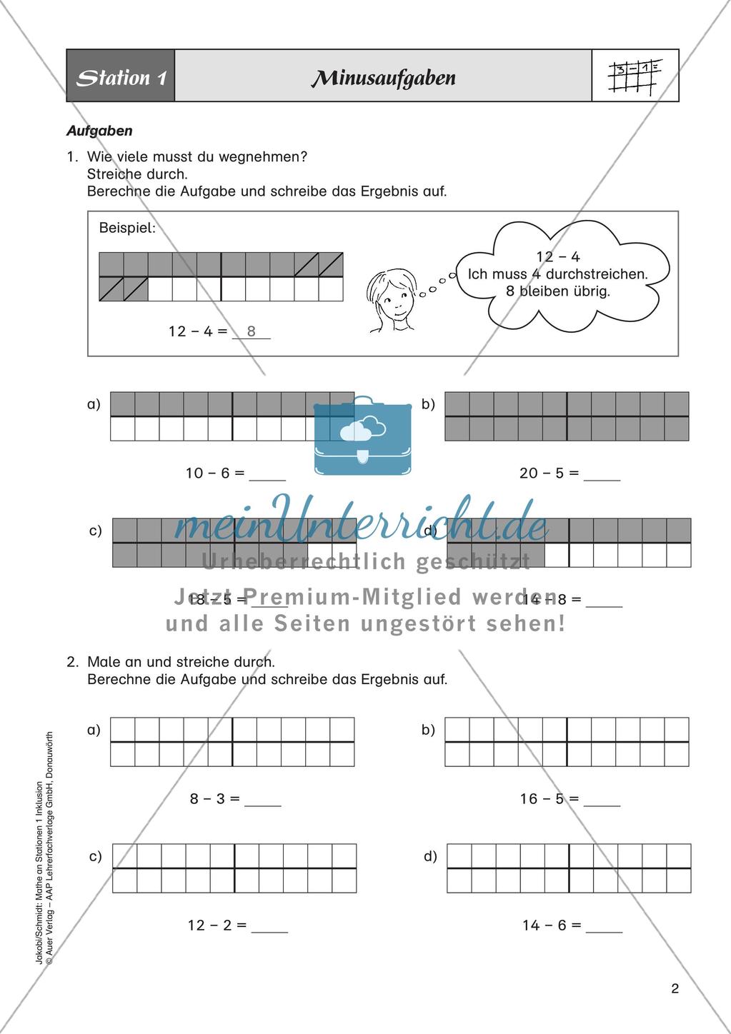 Mathe an Stationen - Inklusion: Subtraktion Preview 4