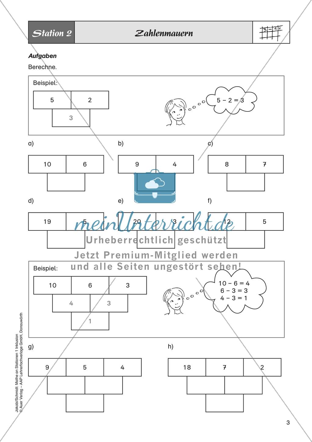 Mathe an Stationen - Inklusion: Subtraktion Preview 5