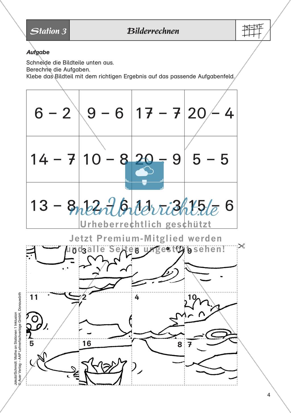 Mathe an Stationen - Inklusion: Subtraktion Preview 6