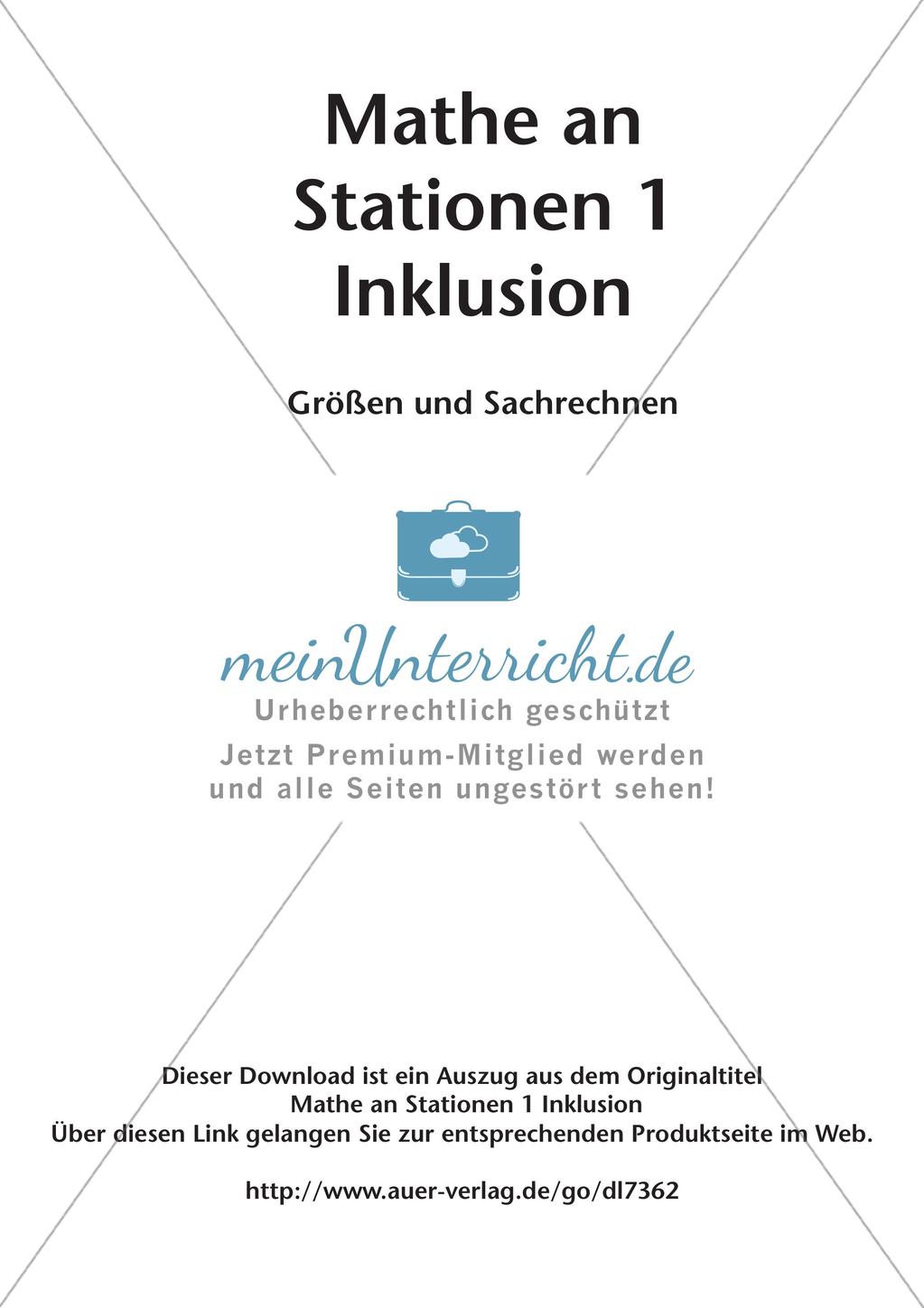 Mathe an Stationen - Inklusion: Größen und Sachrechnen Preview 2