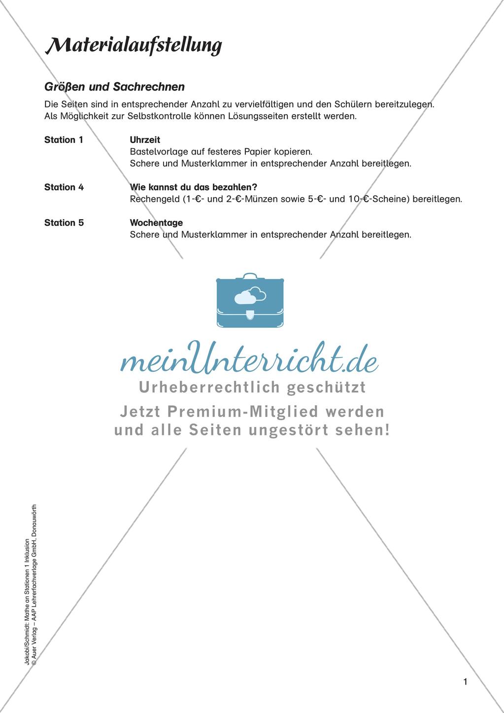 Mathe an Stationen - Inklusion: Größen und Sachrechnen Preview 3