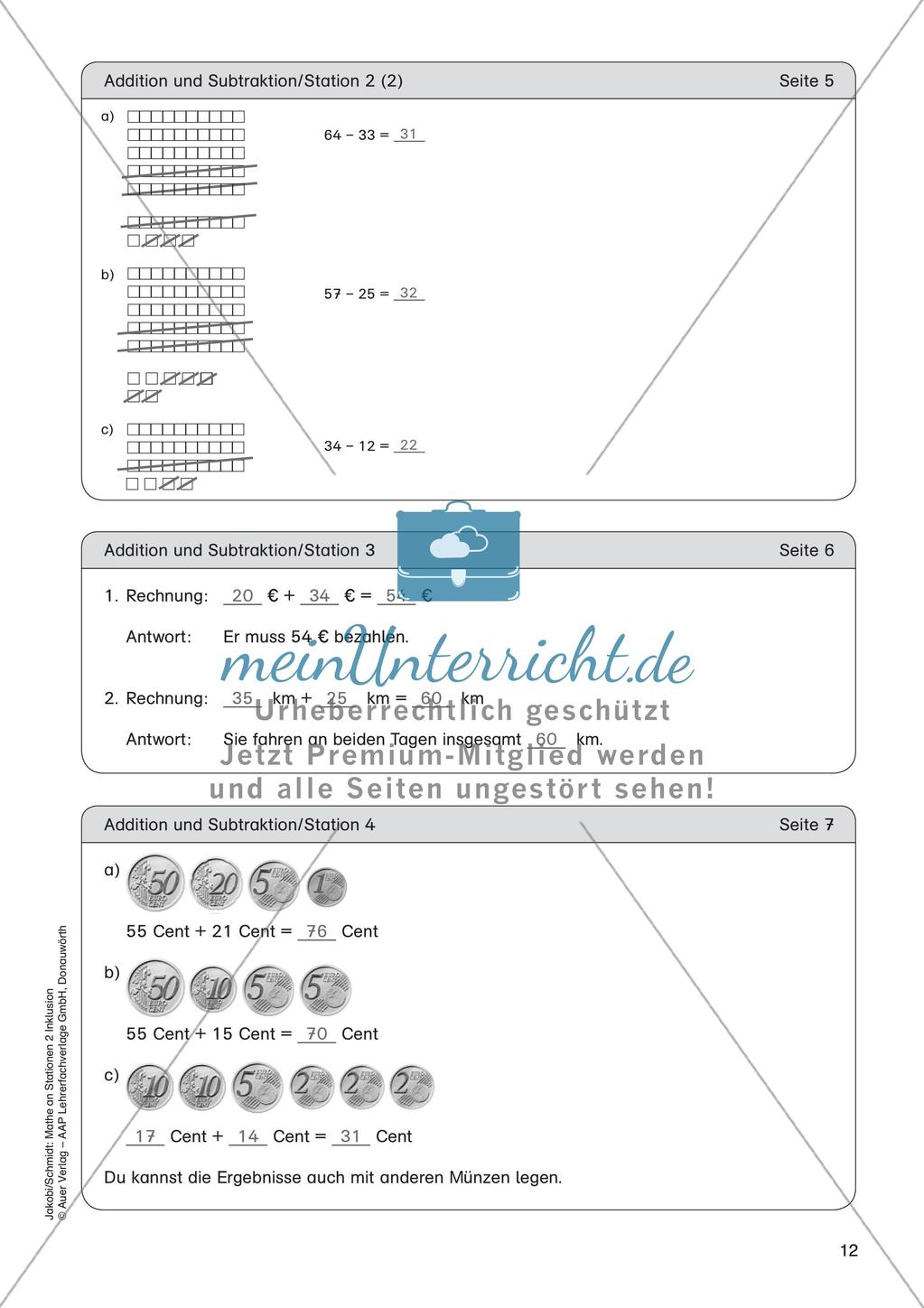 Mathe an Stationen - Inklusion: Addition und Subtraktion Preview 14