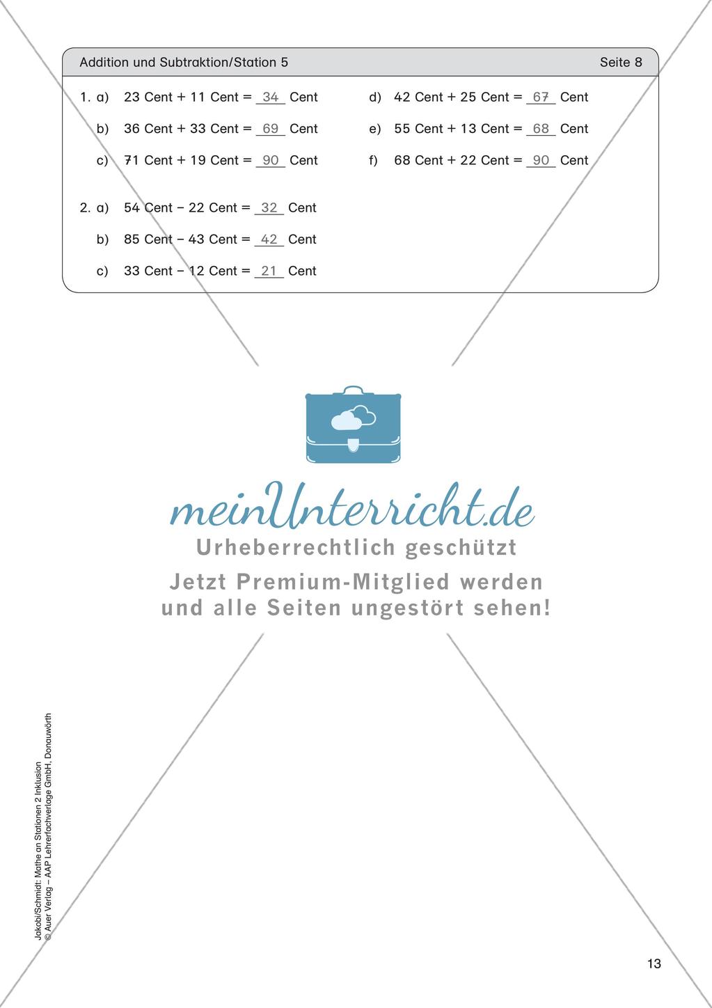 Mathe an Stationen - Inklusion: Addition und Subtraktion Preview 15