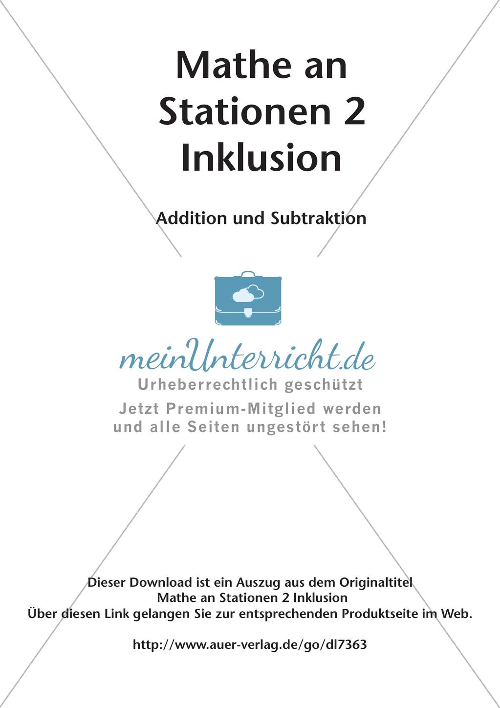Mathe an Stationen - Inklusion: Addition und Subtraktion Preview 2